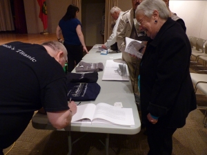 Ian signing his book for OHS Member Marjorie.   Marjorie's aunt, May Blakeburn, was on board the Empress of Ireland and did not survive the sinking.